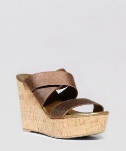 STEVEN Brown Freezee Cork Wedge Sandals-STEVEN-Fashionbarn shop