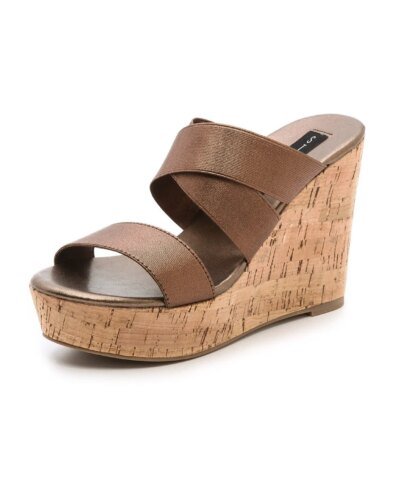 STEVEN Brown Freezee Cork Wedge Sandals-STEVEN-Fashionbarn shop