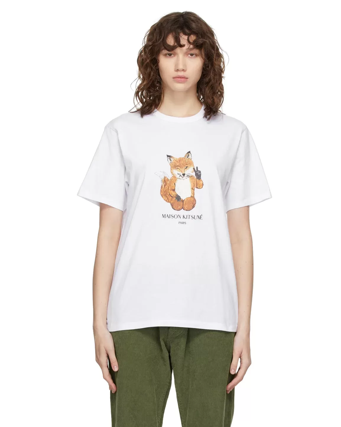 Maison Kitsuné Women's White All Right Fox Print Classic T-Shirt