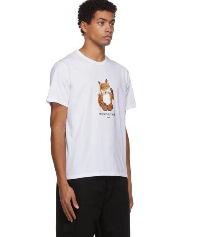 Maison Kitsuné Men's White All Right Fox Print T-Shirt