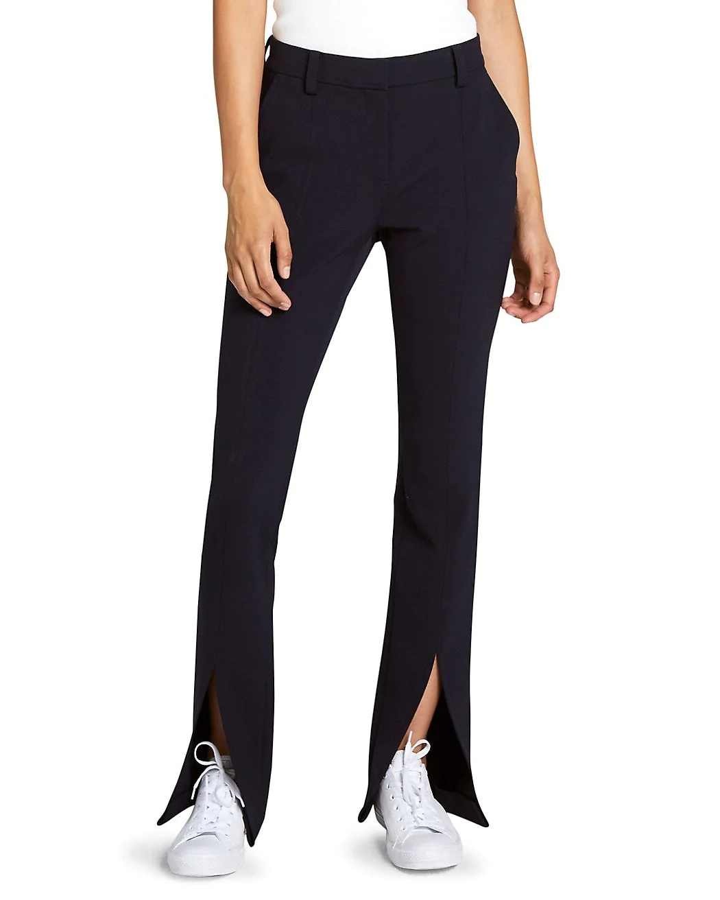Noralux Black Slim-Fit Conway Straight-Leg Front Slit Pants