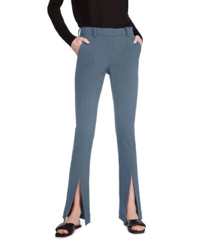 Noralux Green Slim-Fit Conway Straight-Leg Front Slit Pants