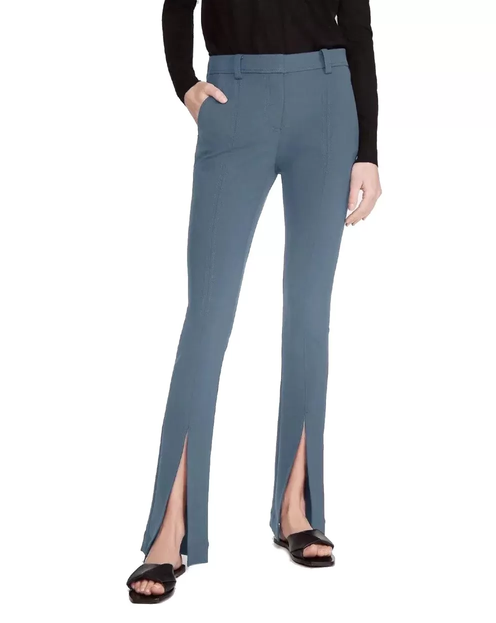 Noralux Green Slim-Fit Conway Straight-Leg Front Slit Pants