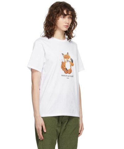 Maison Kitsuné Women's White All Right Fox Print Classic T-Shirt