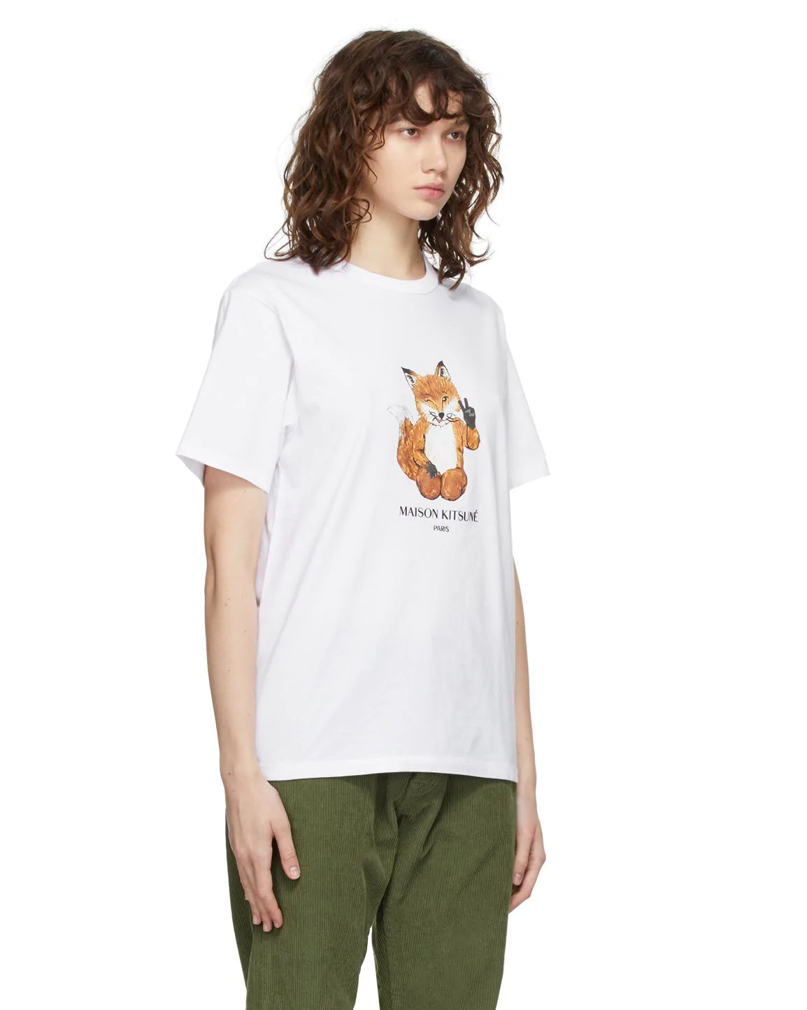 Maison Kitsuné Women's White All Right Fox Print Classic T-Shirt