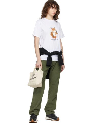 Maison Kitsuné Women's White All Right Fox Print Classic T-Shirt