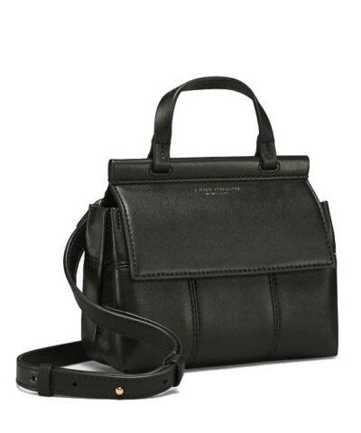 Tory Burch T Block Leather Satchel, Black