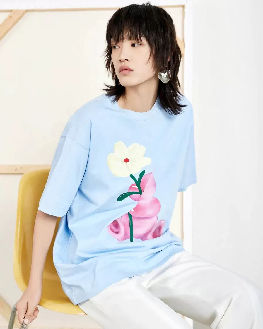 Mo&Co Oversized Cartoon Print T-shirt