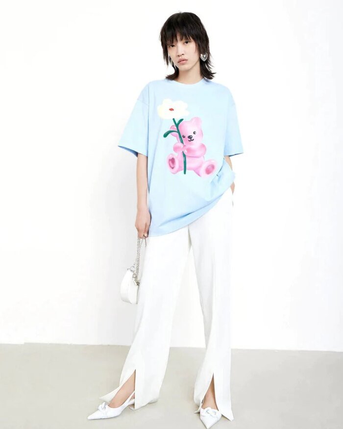 Mo&Co Oversized Cartoon Print T-shirt