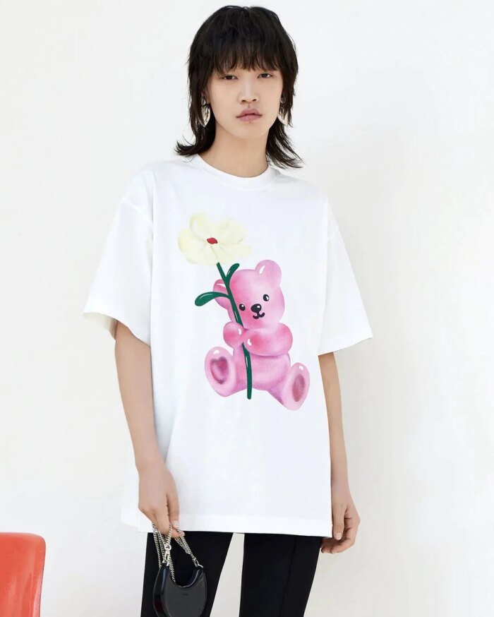 Mo&Co Oversized Cartoon Print T-shirt