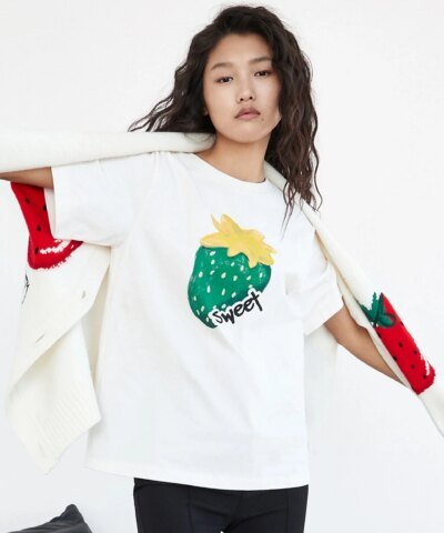 Mo&Co Pattern Print Cotton T-shirt