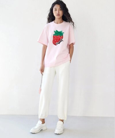 Mo&Co Pattern Print Cotton T-shirt