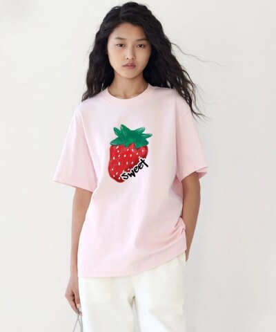 Mo&Co Pattern Print Cotton T-shirt