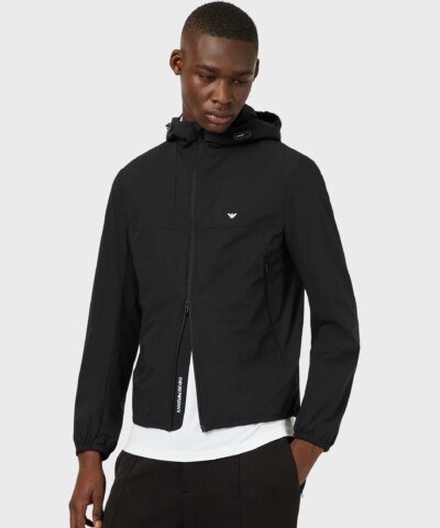 Emporio Armani Men's Logo Hooded Jacket in Black