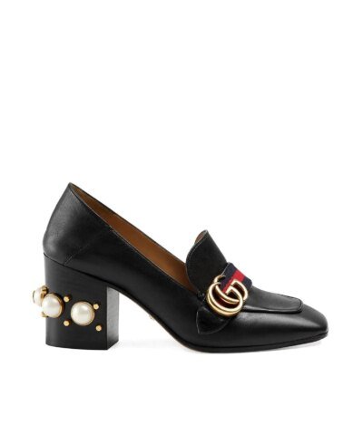 Gucci 80mm Pearl Heel Leather Pumps