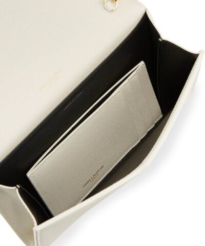 Saint Laurent Uptown YSL Monogram Grain de Poudre Wallet on Chain w/ Card Case