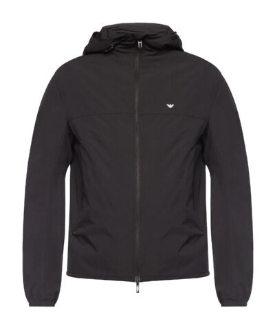Emporio Armani Men's Logo Hooded Jacket in Black