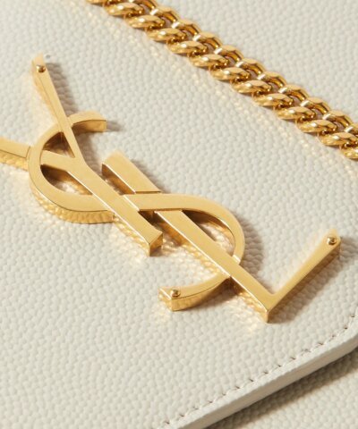 Saint Laurent Uptown YSL Monogram Grain de Poudre Wallet on Chain w/ Card Case