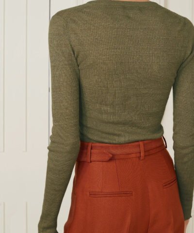 Nili Lotan Michelle Army Green Rib Henley