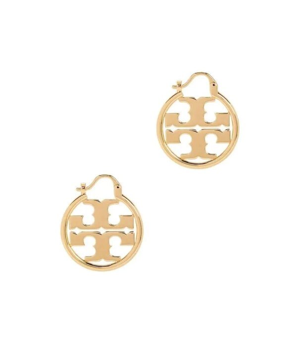 Tory Burch Miller Enamel Small Hoop Earring, Gold