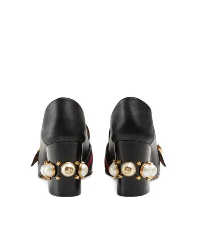 Gucci 80mm Pearl Heel Leather Pumps