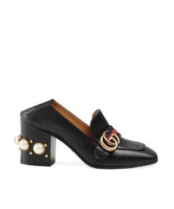 Gucci 80mm Pearl Heel Leather Pumps