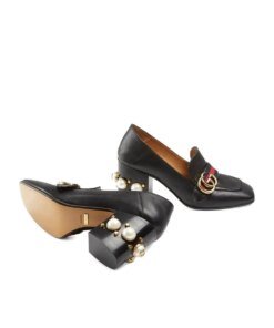 Gucci 80mm Pearl Heel Leather Pumps