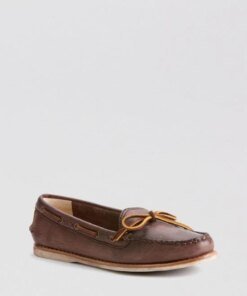 Frye Brown Quincy Tie Boat Flats