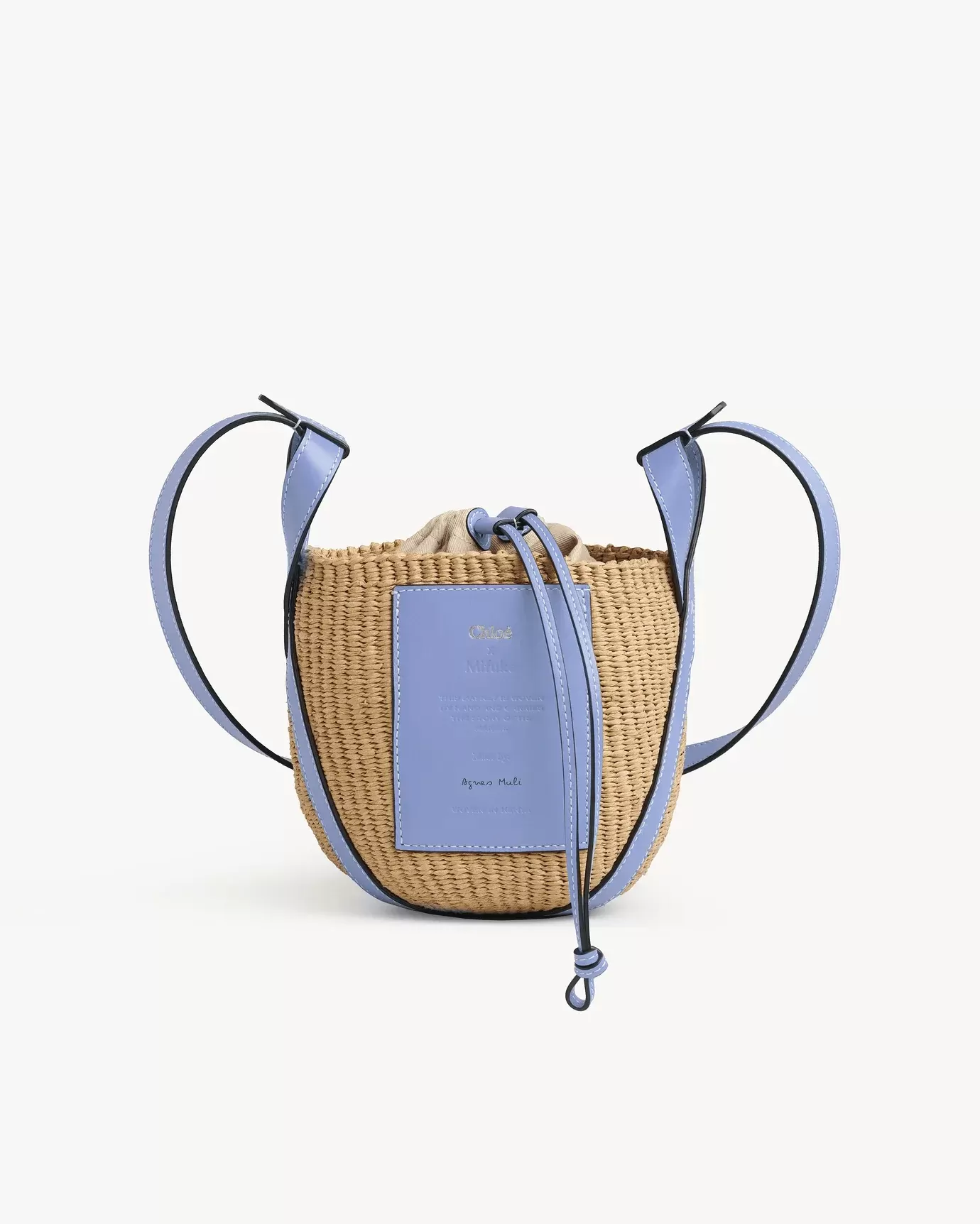 Chloe X Mifuko Small Straw Basket Crossbody Bag In Blue