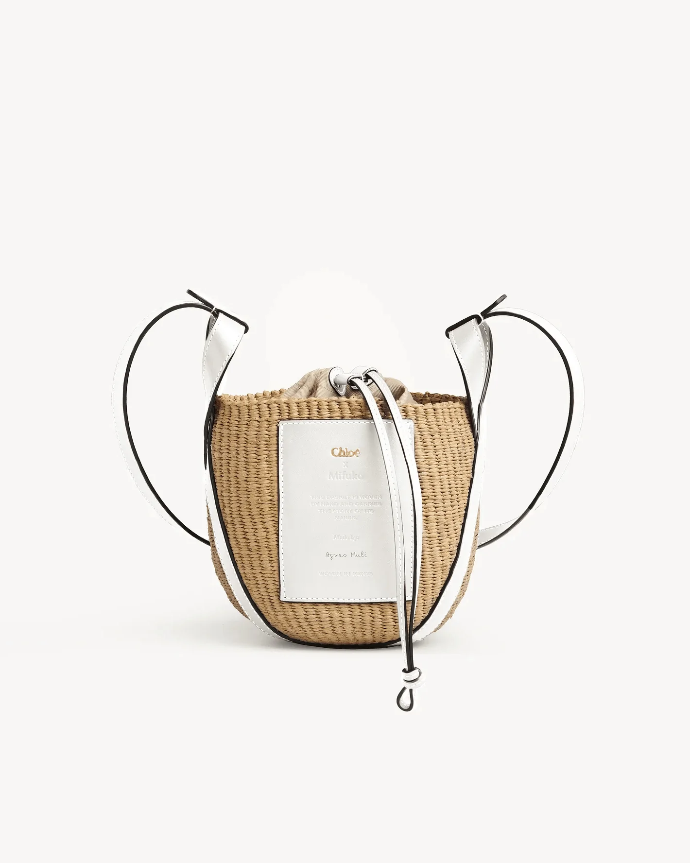 Chloe X Mifuko Small Straw Basket Crossbody Bag In White