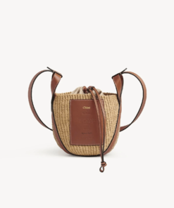 Chloe X Mifuko Small Straw Basket Crossbody Bag In Brown
