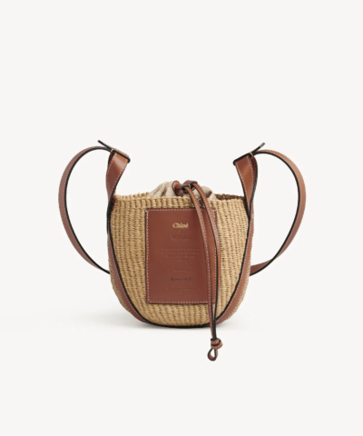 Chloe X Mifuko Small Straw Basket Crossbody Bag In Brown
