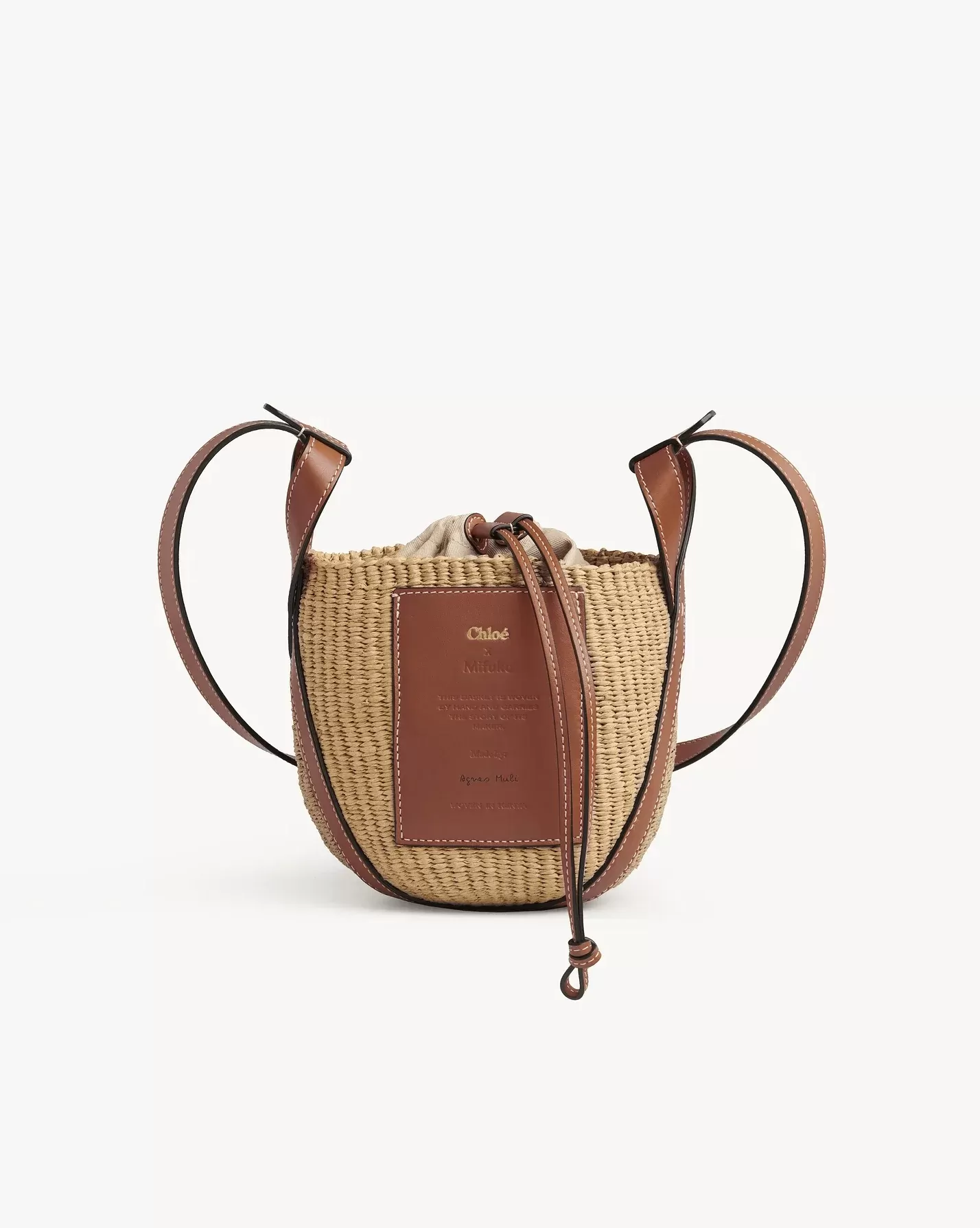 Chloe X Mifuko Small Straw Basket Crossbody Bag In Brown