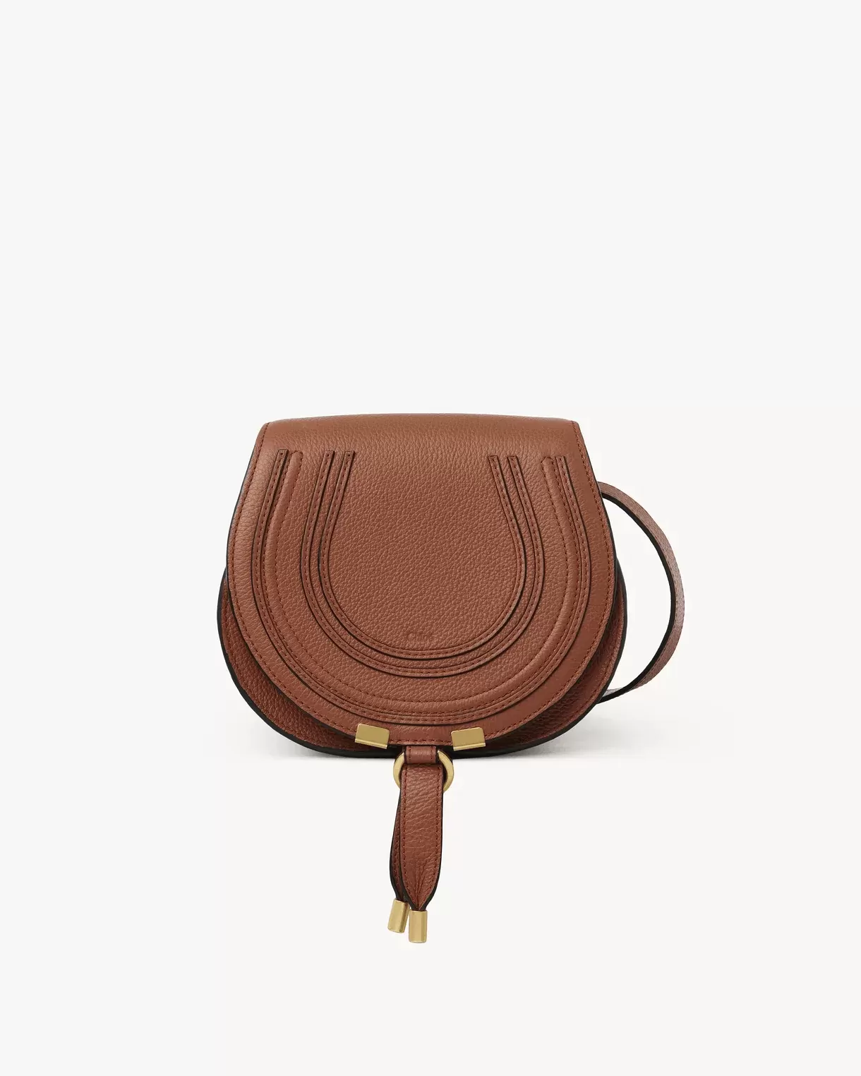 Chloe Marcie Logo-Embossed Crossbody Bag in Tan