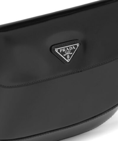 Prada Cleo Brushed Leather Shoulder Bag With Flap, Black