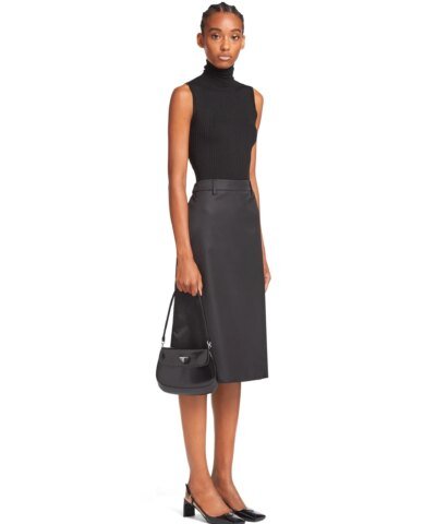 Prada Cleo Brushed Leather Shoulder Bag With Flap, Black