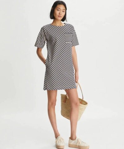 Tory Burch Pocket Stripe T-Shirt Dress