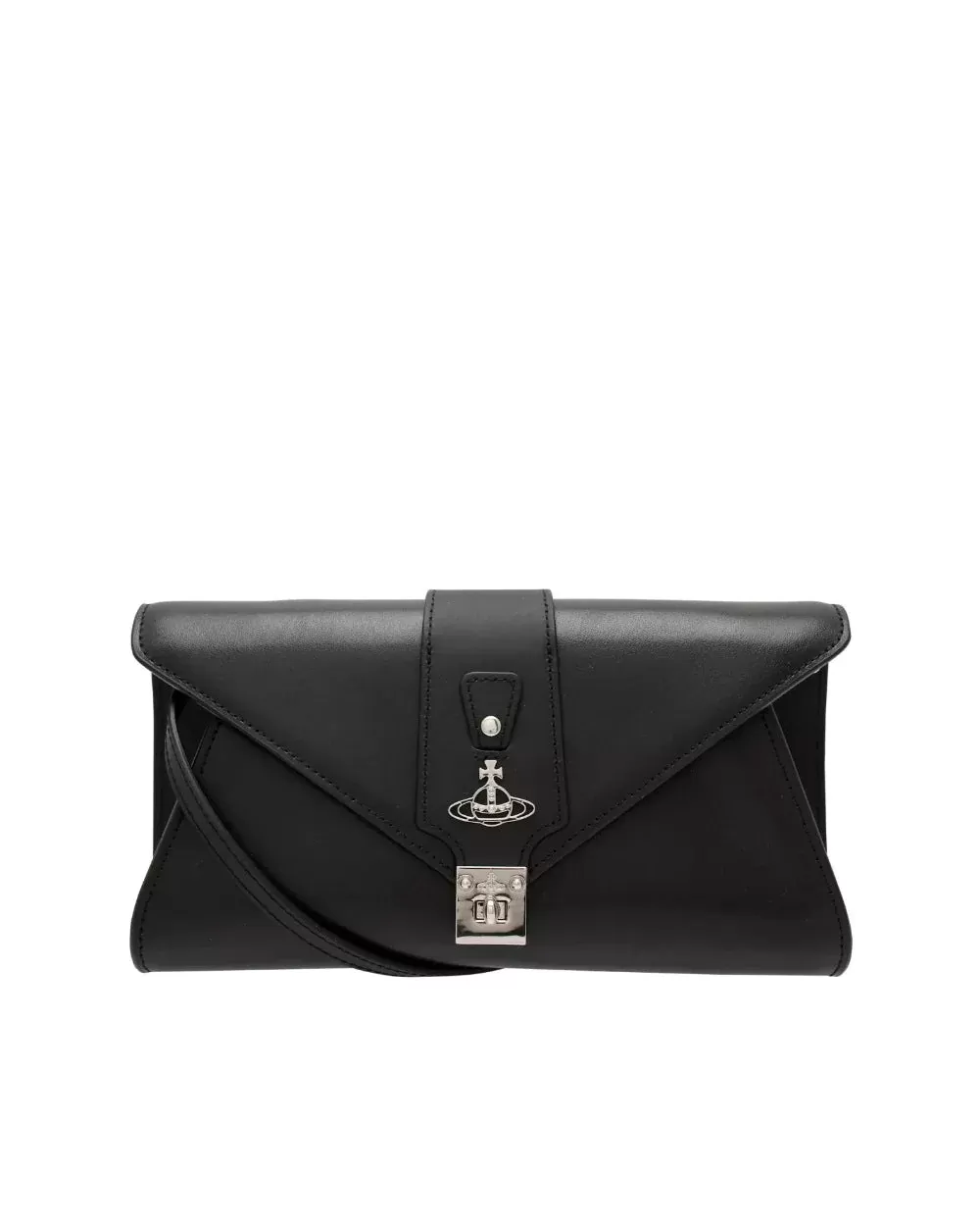 Vivienne Westwood Black Dolce Leather Envelope Clutch