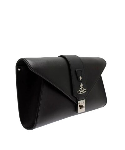 Vivienne Westwood Black Dolce Leather Envelope Clutch