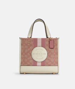 Coach Dempsey Tote 22 In Signature Jacquard With Coach Patch And Heart Charm
