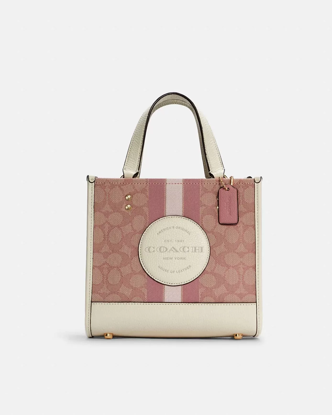 Coach Dempsey Tote 22 In Signature Jacquard With Coach Patch And Heart Charm