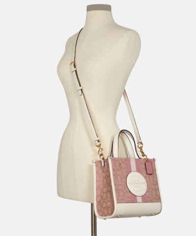 Coach Dempsey Tote 22 In Signature Jacquard With Coach Patch And Heart Charm