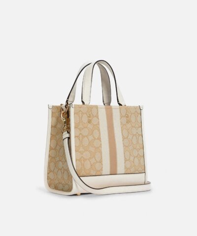 Coach Dempsey Tote 22 In Signature Jacquard With Coach Patch And Heart Charm