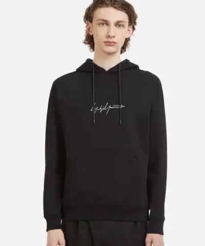 Yohji Yamamoto Logo Hooded Sweatshirt in Black