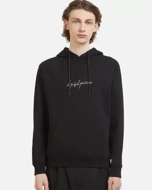 Yohji Yamamoto Logo Hooded Sweatshirt in Black