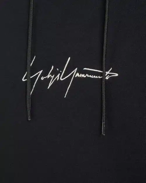 Yohji Yamamoto Logo Hooded Sweatshirt in Black