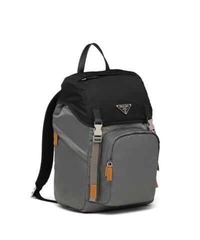 Prada Nylon Backpack, Marble Gray / Black