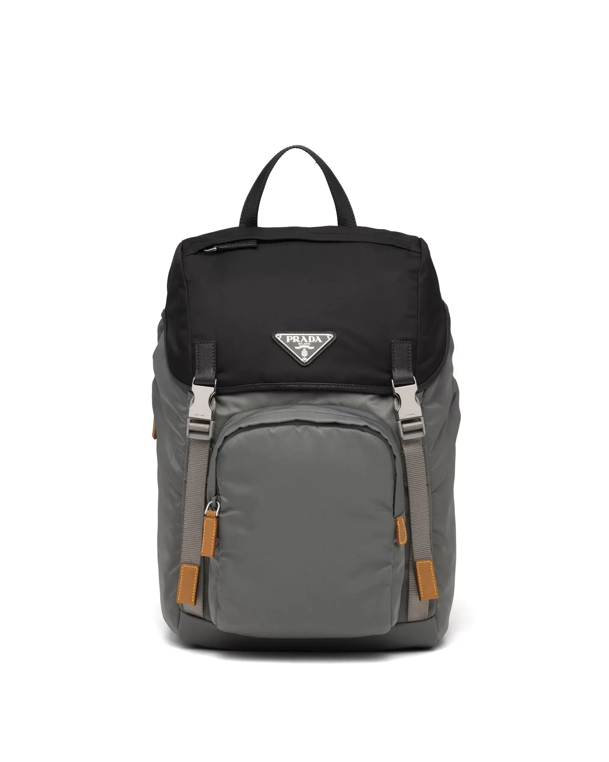 Prada Nylon Backpack, Marble Gray / Black