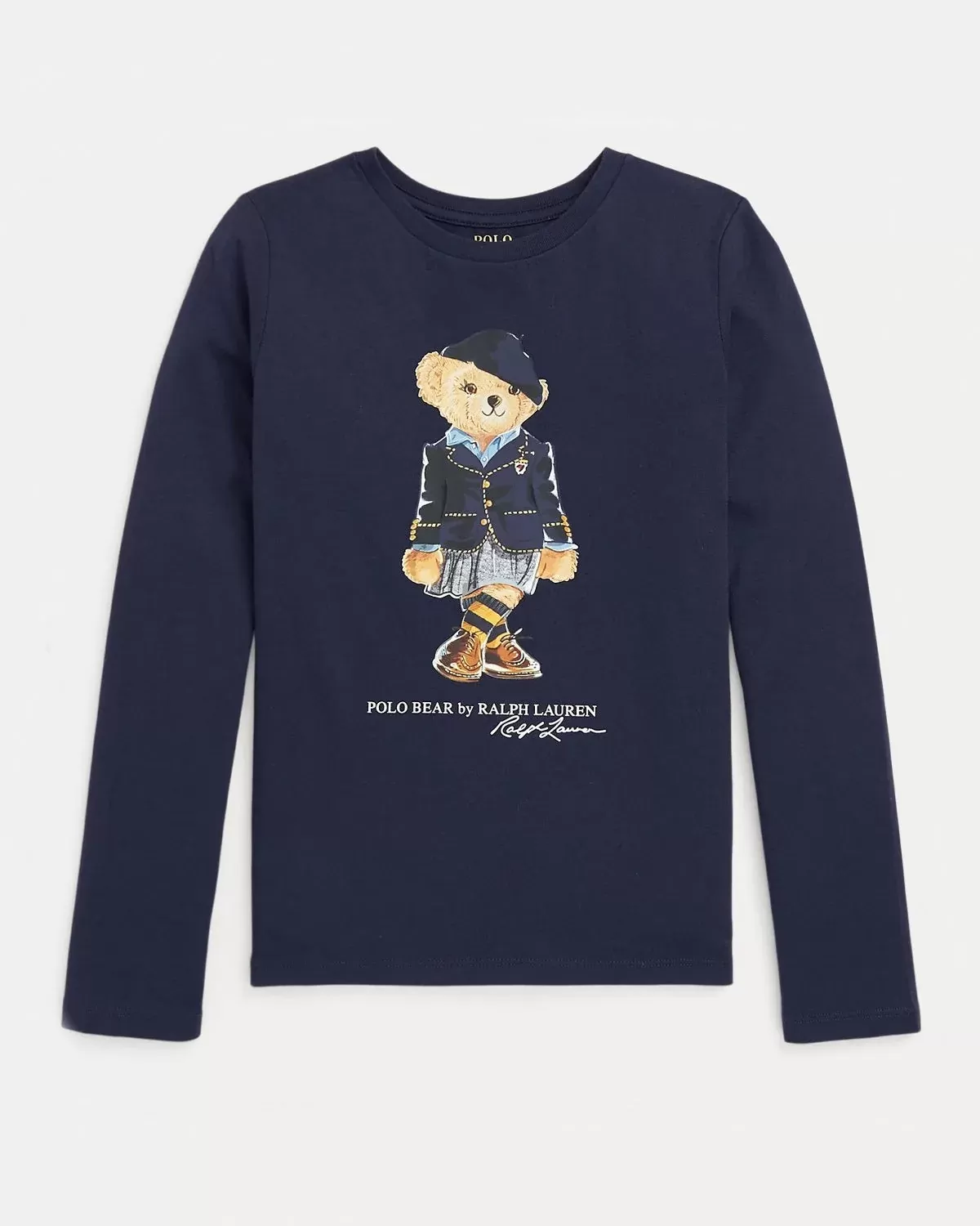 Polo Ralph Lauren Girls Polo Bear Cotton Long-Sleeve Tee