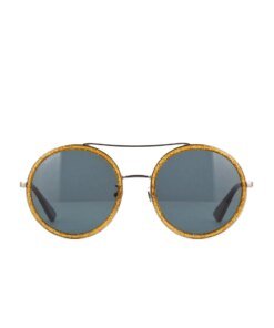 Gucci GG0061S 004 Ruthenium Blue Round Sunglasses